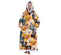 JOREAY Manta con Capucha Ponible para Mujer, Extra Larga de Gran Tamaño Suave Cómoda y Cálida Manta con Capucha, Regalos del Día de la Madre para Mamá, Golden Retriever, Oversized