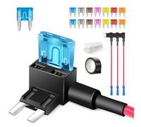 JOREST 4Pcs 16AWG Mini Blade Portafusibles 12v Adaptador, Robacorrientes Add-a-Circuit Porta Fusibles avec 14Pcs Mini (2A 3A 5A 7.5A 10A 15A 20A) Fusibles Automobiles+Extractor+Cinta