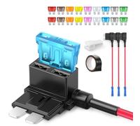 JOREST 4Pcs 16AWG Standard Portafusibles 12v Fusibles Coche Adaptador, Robacorrientes Add-a-Circuit Porta Fusibles avec 18Pcs Estándar (2A 3A 5A 7.5A 10A 15A 20A 25A 30A) Fusibles Automobiles