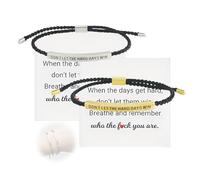 Jormftte 2 pulseras con texto en inglés "Don't Let The Hard Days Win", diseño ajustable con mensaje inspirador, pulseras trenzadas de acero de titanio para mujeres y adolescentes