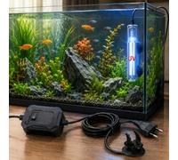 JOROBURO Luz Limpia para Acuario, Mini Desinfectante UV de 3 W, Luz Sumergible con Temporizador, Agua de Acuario Limpia, Lámpara Limpia Impermeable Transparente para Estanque, Piscina,