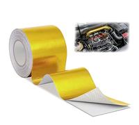Jortmrd 10m x 5cm Cinta Anticalorica Escape Aluminio Autoadhesiva Cinta Reflectante de Calor Dorada Cinta de Protección Térmica para Escape Para Auto Coche Motocicleta Pipa de Escape