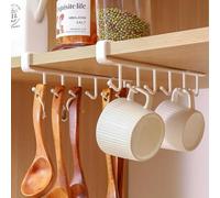 Jortmrd 3 Piezas Colgador Tazas Cuelga Tazas Metal Soporte Tazas con Ganchos Adhesivos para Colgar Tazas de Café, Tazas de té, Cucharas, Utensilios de Cocina(blanco)