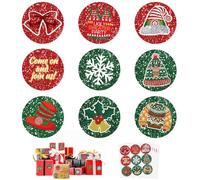 Jortmrd 360 Piezas Pegatinas Navidad Regalo, 9 Patrones Etiquetas Adhesivas Navideñas, 3,8cm Stickers Navidad Redonda Pegatinas Decorativas para Sobres, Tarjetas Navideñas (40 Hojas)
