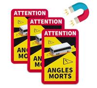 Jortmrd 3Pcs Magnéticas Attention Angles Morts Adhesivos 25 x 17 cm Señal ángulos Muertos Homologado Pegatina Cartel de Advertencia para Francia, con protección UV, para Autobús