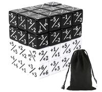 Jortmrd 48 Piezas Dados de Contadores Dados D6 de Lealtad Cubo de Dados 16mm Token Dados con Bolsillos Compatible con MTG, CCG para Matematicas Juegos de Dados Set (Negro + 1/+ 1 & Blanco -1/-1)