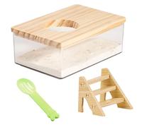 Jortmrd Arena Hamster Baño de Hámster Contenedor de Baño de Arena para Hámster con Escalera y Pala Rectángulo Casa Hamster Acrílico Transparente Inodoro para Hámster Ratones Lemming Gerbils