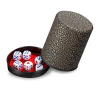 Jortmrd Cubilete de Cuero PU con 6 Dados para Juego de Mesa - Vaso para Fiesta