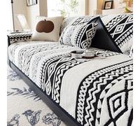 JORTUIO Funda Cubre Sofas 3 2 4 5 plazas Universal Fundas Suaves Peluche Fundas para Sofa Chaise Longue Protector de Cubre Sofa Antideslizante Lavable para Perros Gatos(Negro,110x210cm)