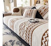 JORTUIO Funda Cubre Sofas 3 2 4 5 plazas Universal Fundas Suaves Peluche Fundas para Sofa Chaise Longue Protector de Cubre Sofa Antideslizante Lavable para Perros Gatos(Marrón,70x240cm)