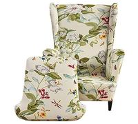 JORTUIO Funda De Sillón Orejero Elástica 2 Piezas, Funda Sillón Orejero Estampado Suave Elastano Funda De Sillón 1 Plaza Funda de Sofá Relax con Funda de Cojín (Color : W)