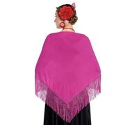 JORXG Mantón de Manila bordado de flor colores liso para mujer niña, Manton de Flamenco para el Vestido de Feria, Sevillana o Flamenca (Rosa liso grande)