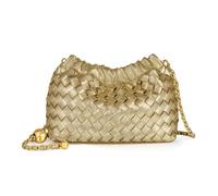 Joryin Woven Women's Crossbody Bag & Evening Purse, Trendy Dumpling Clutch & Hobo Cloud Shoulder Bag Trendy Dumpling Clutch Vegan Leather, Champagne Gold