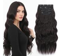 JoryJazzy Juego de 4 extensiones de cabello sintético ondulado de 20 pulgadas de largo, suaves, naturales, invisibles, gruesas, resistentes al calor, para mujeres, adecuadas para bodas, fiestas, uso