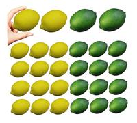 Jorzer 28 Limones Artificiales Amarillos y Verdes Que parecen Reales 8 x 5, 5 cm de Espuma para decoración de casa Cocina Fiesta.