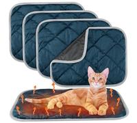 Jorzer 4 Almohadillas autocalentables para Gatos de 16.0 x 20.0 in, Suaves y acogedoras, Antideslizantes, Alfombrillas Lavables para Mascotas para Interiores y Exteriores, Color Azul-