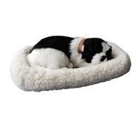 Jorzer Animal de Peluche Que Respira Perros durmientes sobre una Almohadilla Perro Que Respira Realista Felpa interactiva Funcionamiento con batería Cachorro Realista para niños Perro Blanco-