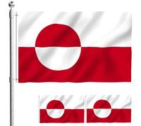 Jorzer Bandera de Groenlandia (3x5 Pulgadas) 2 Unidades. Bandera de Groenlandia (3x5 Pulgadas) poliéster Vibrante y Resistente a la decoloración con Ojales para Día Nacional y Eventos Deportivos.