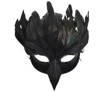 Jorzer Crow Mask 6.3x11.8in Half-Face Masquerada Masilla de pájaros Realistic Raven Cosplay Accesorio para Halloween Mardi Gras Party Halloween Black Crow Masquerade.