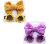 Jorzer Diadema de Perros y Gafas de Sol de Perros, 2 Piezas/Set Linda Diadema de bebé con Arco, Gafas de Sol de Flores Divertidas de Verano para Perros para Mascotas Gato niños.