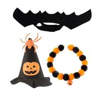 Jorzer Disfraces de Halloween para Gatos, Lindos Disfraces de Fieltro para Mascotas Que Incluyen Sombrero y Collar de Bruja y alas de murciélago, Conjunto de 3 Piezas para Gatitos, Perros pequeños.