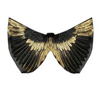 Jorzer Disfraz de ala de mariposa para niña y máscara, negro/blanco | Ala de gasa ligera, llamativo estampado de polilla, conjunto completo de cosplay, ideal para fiestas, disfraces de niñas.
