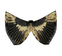 Jorzer Disfraz de ala de mariposa para niñas y máscara, capa de mariposa de gasa, llamativo estampado de polilla, conjunto completo de disfraz para cosplay y fiestas, negro blanco.