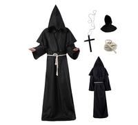 Jorzer Disfraz De Monje Hombre Mujer Túnica De Monje Adulto Túnica De Sacerdote Con Capucha Disfraces De Halloween Renacimiento Disfraz Medieval Disfraz Medieval Hombre Para Halloween L