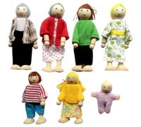 Jorzer Dollhouse People Juego Familiar Completo de casa de muñecas Muñecas de Madera con extremidades móviles Juegos de rol Familiares para una cálida decoración Interior de 7 Juguetes y Juegos..