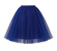 Jorzer Falda de tul para mujer, falda de enagua hinchada de 5, de tul con cintura elástica para mujer, vestido de noche de baile de graduación, 25, 6 pulgadas, azul oscuro.