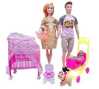 Jorzer Juego de muñecas Familiares Muñeca Embarazada con articulación móvil con bebé en la Barriga, papá y 2 niños, y Otros Accesorios para Embarazadas, bebés, Juguetes, muñecas Familiares..