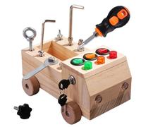 Jorzer Juego de Tablero de Destornillador Montessori, Interruptor LED, Tornillo para Coche, Tablero Ocupado para niños pequeños, camión de Madera con luz, educación Preescolar y Le.