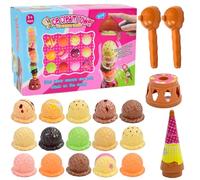 Jorzer Juguete de Helado, Juego Educativo de Helado con 2 cucharadas y Base, Actividades de Aprendizaje Preescolar, Juguetes Montessori para niños Mayores de 3 años-
