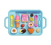 Jorzer Juguete de pudín 1 Juego de Juguete de pudín japonés de alimentación con Cuchara, Tenedor, Palillos, Helado, Paleta y Plato, Accesorios de Cocina para niños y niñas, Juguetes Juegos Azules.