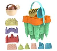 Jorzer Kit de construcción de Castillos de Arena, Juguetes de Playa de plástico con moldes para Castillos de Arena, Pala, Juguetes portátiles con Caja de para niños, 14 Piezas/Juego..