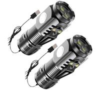 Jorzer Mini Linterna Linterna de Bolsillo de 5 Modos Antorcha de Mano Recargable a Prueba de Agua con Clip 2PCS Antorcha de Mano Brillante Recargable de Bolsillo..