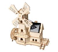 Jorzer Puzzle de Madera 3D Solar Windmill House Puzzles de Madera Científica Casas de educativa para la artesanía para niños Casa Solar Windch Mill Science Material Pack.