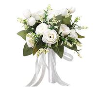 Jorzer Ramos de Novia Bouquets Bouquets White Bouquet Bouquet Flores Artificiales Centerajes de Ramas para Suministros de Fiesta de Bodas Decoración del hogar