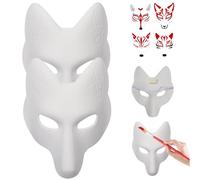 Jorzer Therian Masks Máscaras de Mascarada de de Ajuste Cómodo de 11.4x7.1 '' con en Blanco Elástico DIY para Halloween, 2 Piezas de Disfraces y Bolas de Disfraces Juguetes Y Juegos.-