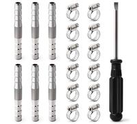 Josaton 6 piezas de empalme de púas de manguera de 6 mm, conector recto, conector de manguera de acero inoxidable con 12 abrazaderas para aire, gas, agua, combustible