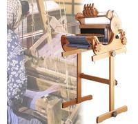 JOSBY Telar Manual de Madera de Cuatro arneses, máquina de Tejer de Mesa Plegable con Soporte de Piso, admite Tejido Liso, Sarga y Jacquard, Ejes Separados de urdimbre/Tela, Kit de Manualidades