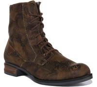 JOSEF SEIBEL Sanja 01 Cordones Cremallera Lateral Cuero Mujer Botas Verde Oliva
