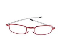 Joselin 1 Par PortáTil de Gafas de Lectura Plegables Compactas con Mini Estuche de Tapa Abatible para Hombres y Mujeres de Moda Gafas de RotacióN + 2.0 Rojo