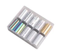 Joselin 10 Rollos de Láminas para Uñas, Pegatinas para Esmalte, Color Metálico, Papel Estrellado, Envolturas Lámina Transferencia, Calcomanías Adhesivas, Decoraciones Artísticas para Uñas