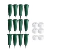 Joselin 12 Jarrones de Cementerio con Púas, Jarrones Florales Conmemorativos, Soporte para Flores para Tumba, Jarrones en Forma de Cono en el Suelo con Estacas, Color Verde