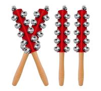 Joselin 4 Piezas de Campanas Navideñas con de Madera, Cascabeles, Instrumento Musical de Percusión, Campana de Mano