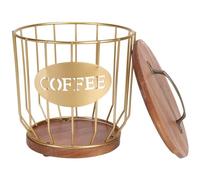 Joselin Almacenamiento de Soporte de Filtro de Café con Tapa, Cesta de Contenedor de Filtro de Café de Metal, DecoracióN de Accesorios de Barra de Café, Dorado