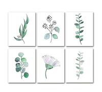 Joselin Arte BotáNico de la Pared de la Lona, Conjunto de Hojas de Eucalipto Sin, Planta Verde Floral Natural para DecoracióN de (Sin, 6 Piezas)