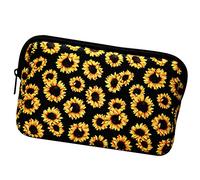 Joselin Bolsa de maquillaje de flores de girasol impermeable suave neopreno bolsa de viaje cremallera bolsa de almacenamiento impresión lápiz estuche organizador
