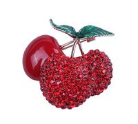 Joselin Broches de Color Rojo Cereza para los Regalos de Ano Mujeres Cereza Frutas Bodas broches Banquetes de los Enamorados